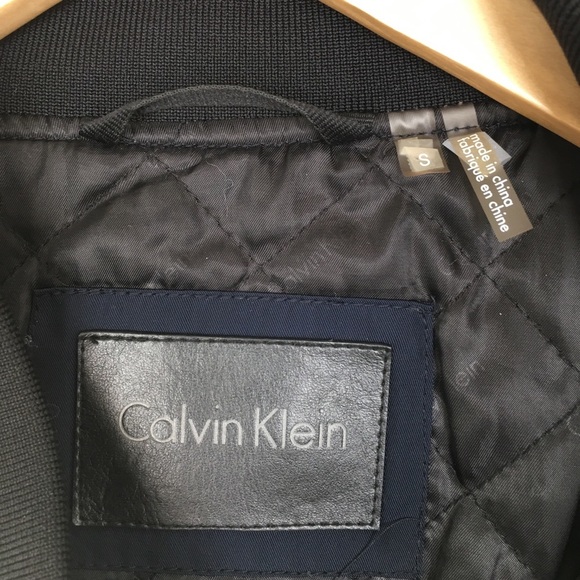 Calvin Klein Men’s Bomber Jacket Navy Blue Size Small Quilted Lining Full Zip - Picture 6 of 15